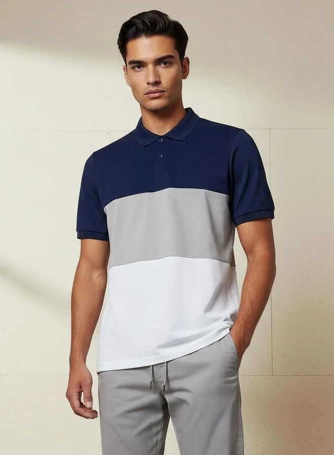 Splash FAV Men Short Sleeves Colourblock Polo T-shirt